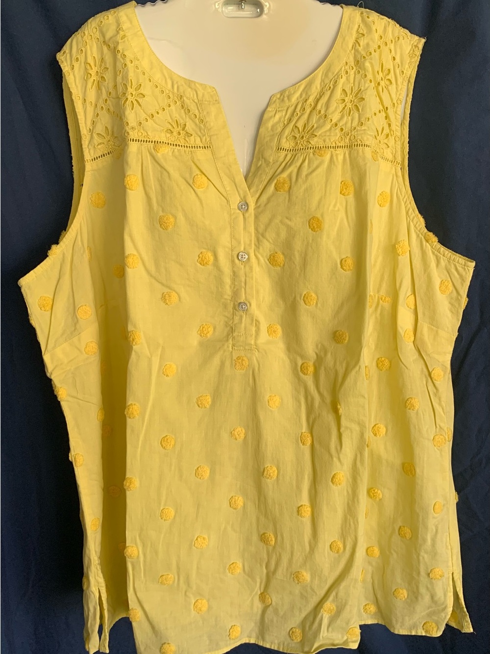 Talbots Yellow Eyelet & Dot Sleeveless Tank